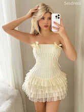 Gorgeous Lace Appliques Strapless Bow Tie A-line Short Mini Dress Homecoming Dress